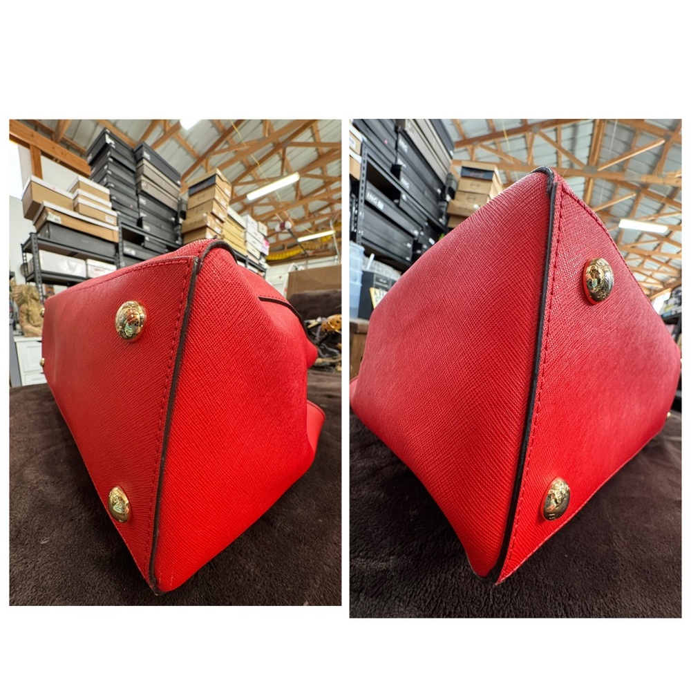 Michael Kors Vibrant Red Tote with Gold Accents EUC - Picture 6 of 11
